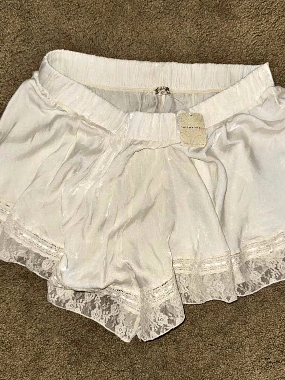 Free Prople Lace Trim Shorts White Large NWT